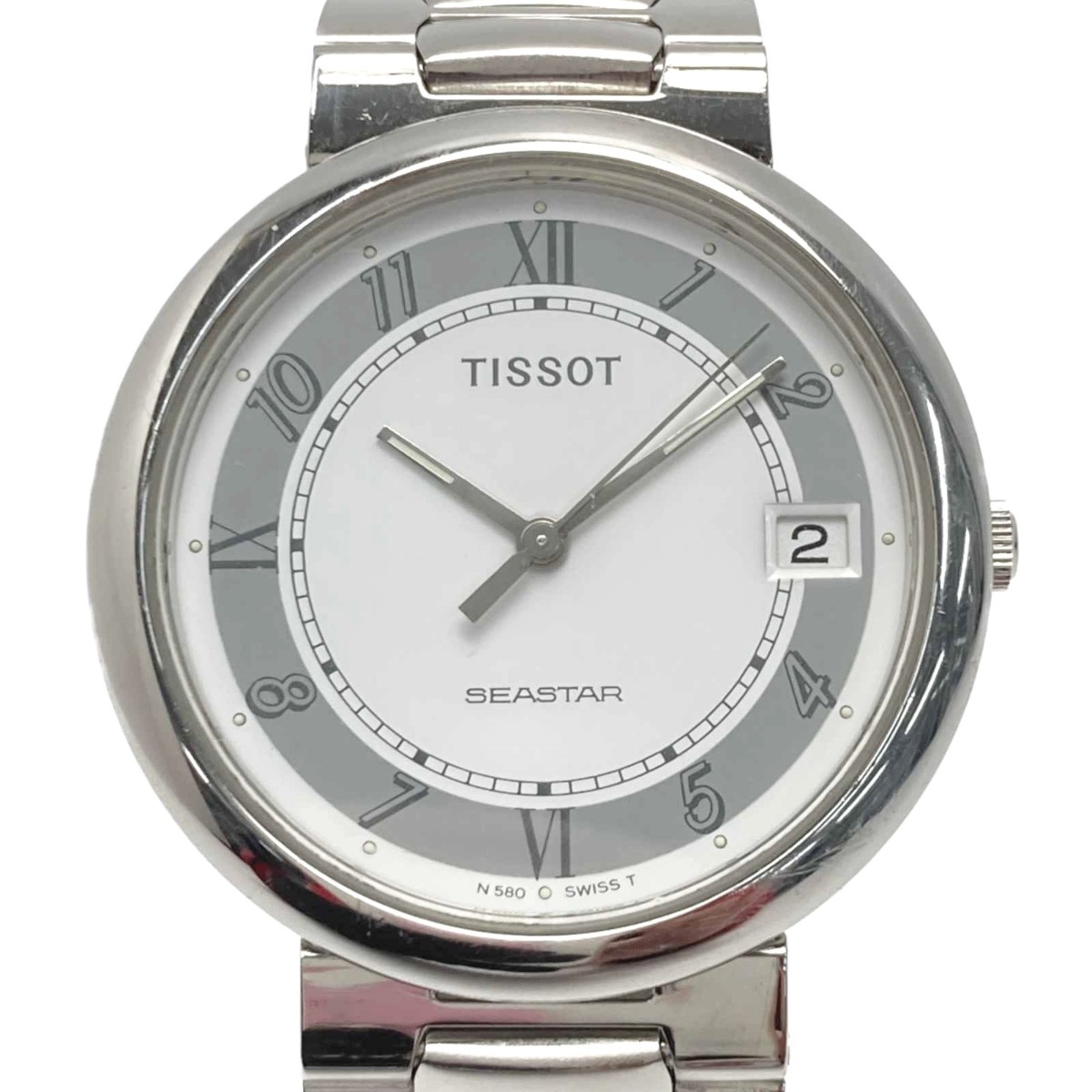 ☆☆ TISSOT ティソ SEASTAR シースター デイト N580 ホワイト クォーツ メンズ 腕時計 傷や汚れあり