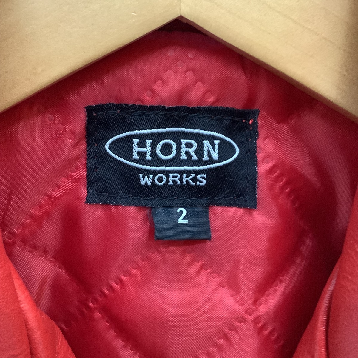 ♪♪ HORN WORKS ホーンワークス メンズ ライダースジャケット SIZE 2（S） レッド やや傷や汚れあり_画像4