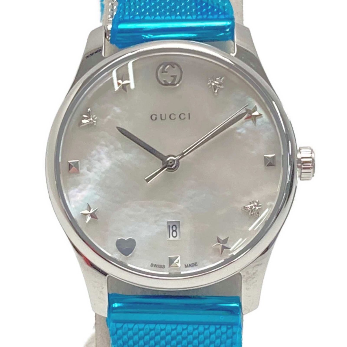 ☆☆ GUCCI グッチ G-TIMELESSコレクション 18260268 ホワイトパール クォーツ レディース 腕時計 箱・取説有 目立った傷や汚れなし