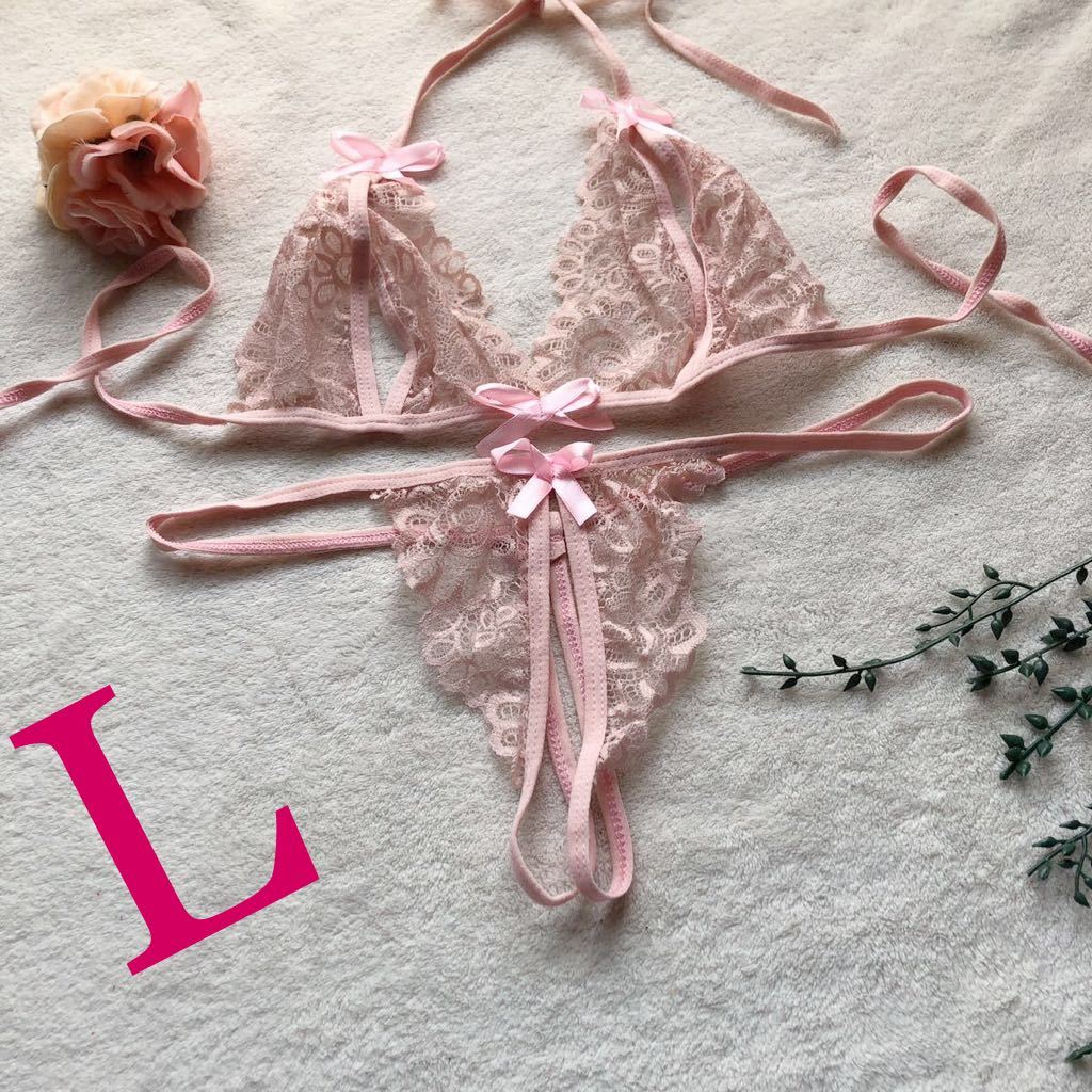 新品 Lサイズ 可憐 愛される予感 ピンク 花柄 高級感 ブラセット ランジェリー 下着 エロ可愛い Tバック レディース下着の画像1