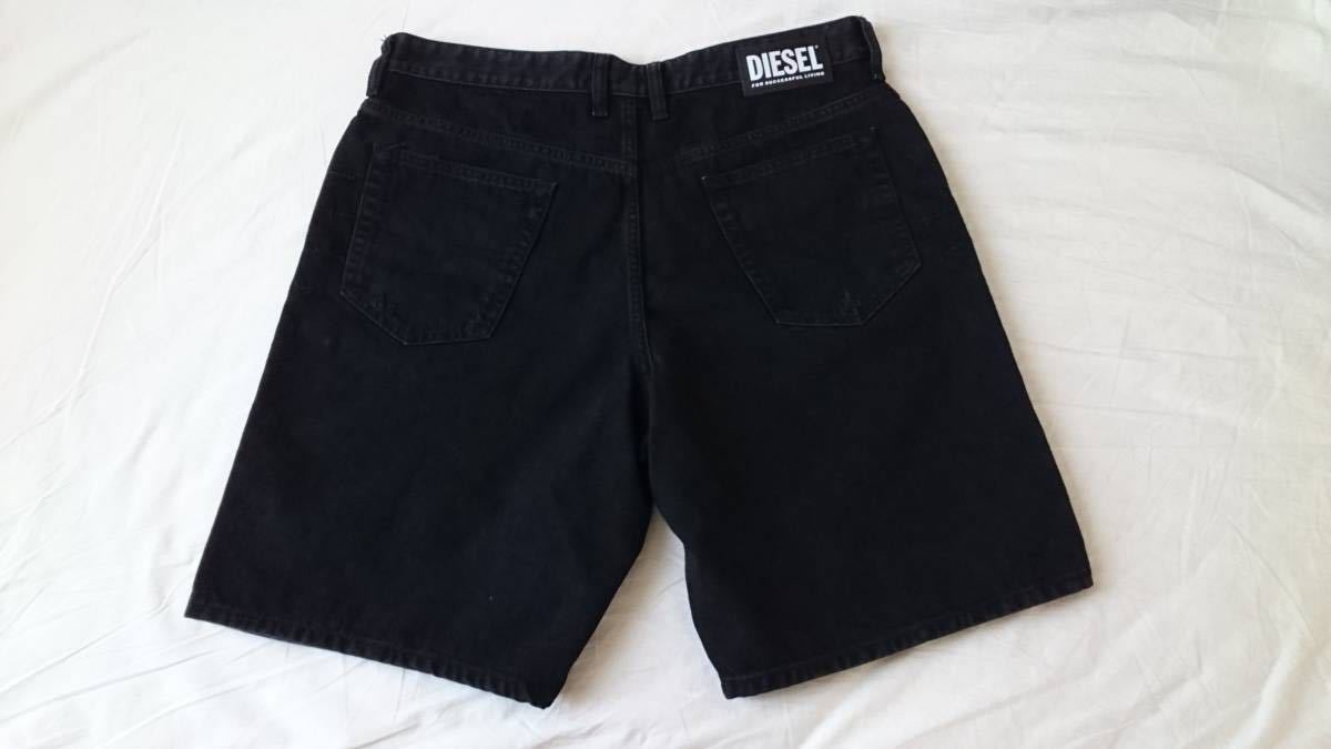 DIESEL　ディーゼル　ハーフ　ショート　デニム　ジーンズ　ダメージ　ブラック　ボトムス　パンツ　W32　正規品　新品未使用　送料無料