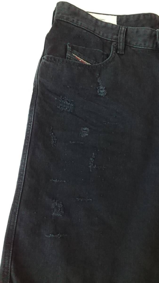 DIESEL　ディーゼル　ハーフ　ショート　デニム　ジーンズ　ダメージ　ブラック　ボトムス　パンツ　W32　正規品　新品未使用　送料無料