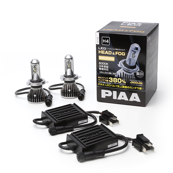 [MODE]24V車対応！PIAA H4 ヘッドランプ用LEDバルブ（コントローラー別体タイプ）新品　車検対応　3年保証　バルブ2個入_画像1