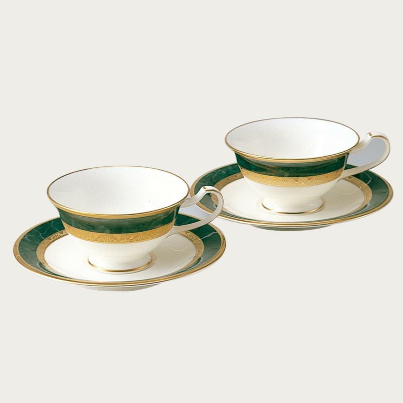 ノリタケ！ ☆フィッツジェラルド・ペアコーヒー碗皿☆ 新品 コーヒー 紅茶 ミルク ラテ エスプレッソ 茶器 ギフト