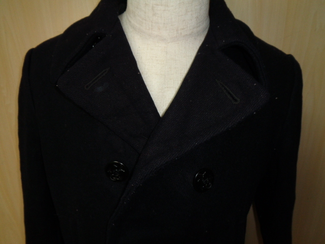 b499◆60s USA製 Fox Knapp US NAVYタイプ ピーコート◆フォックスナップ size16? 黒色系 メルトンウール 裏キルティング 5C_画像2