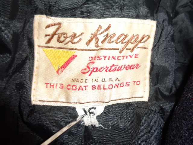 b499◆60s USA製 Fox Knapp US NAVYタイプ ピーコート◆フォックスナップ size16? 黒色系 メルトンウール 裏キルティング 5C_画像5