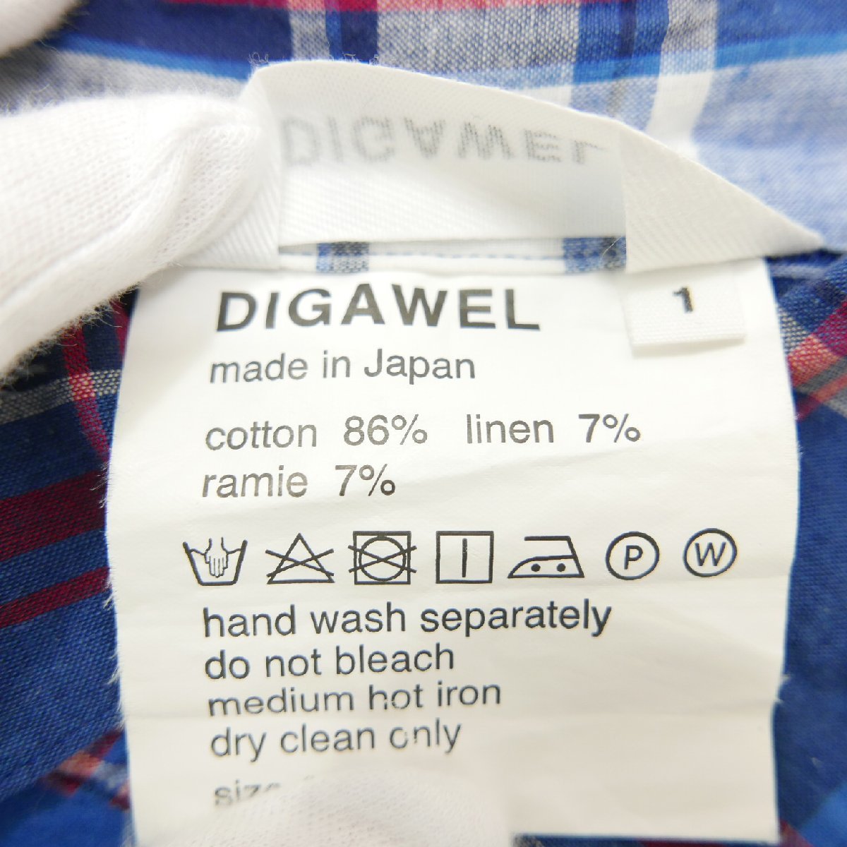 DIGAWEL ディガウェル C/R CHECK L/S SHIRT メンズ トップス 長袖チェック シャツ BLUE 1_画像6