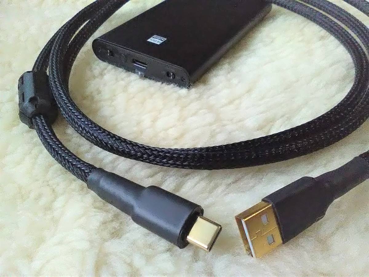 ダブルフェライト効果　高音質☆ハイレゾサウンドUSB A-C 5N OCC ブラックスリーブ1.5m 未使用品