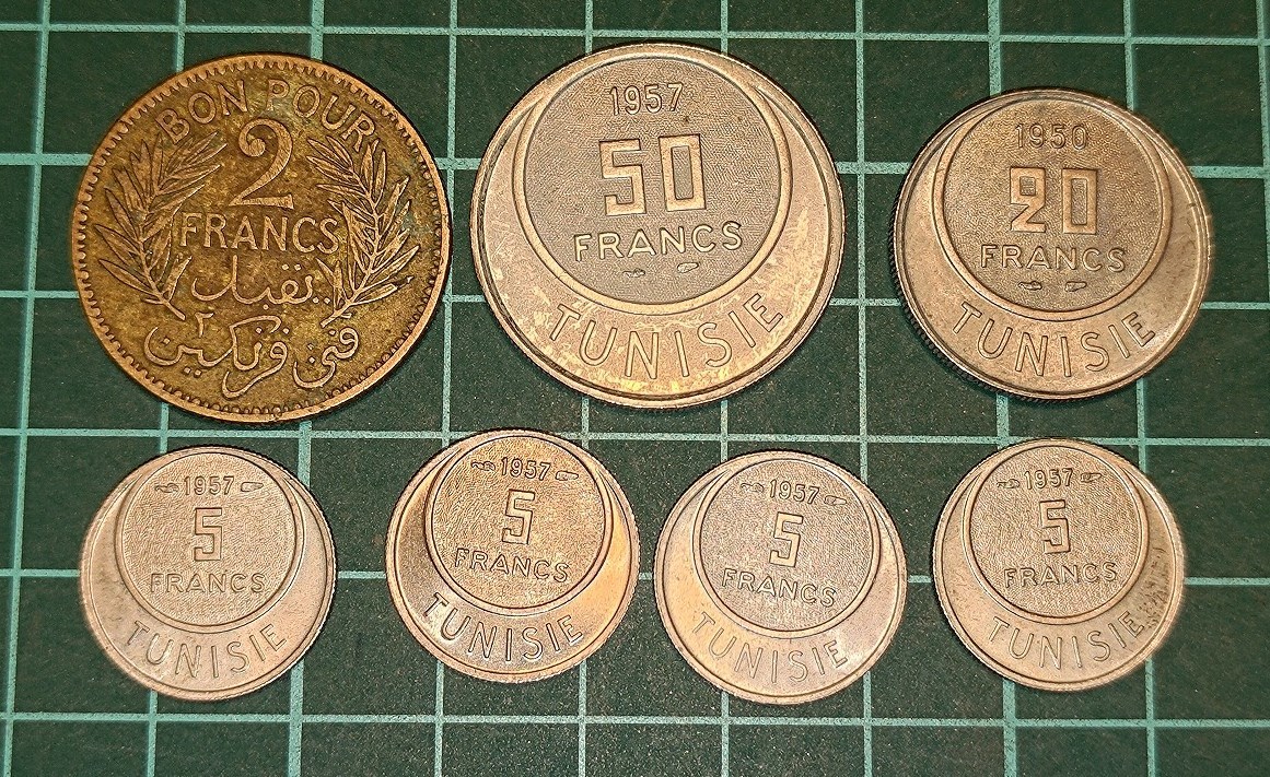ヤフオク! - フランス保護領チュニジア チュニジアフラン硬貨