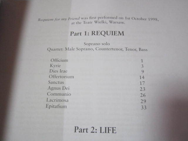  m輸入ヴォーカル用楽譜Requiem for My Friend: Vocal Score (Organ and Voices) 私の友人のためのレクイエム　ズビグニエフ・プライスナー_画像2