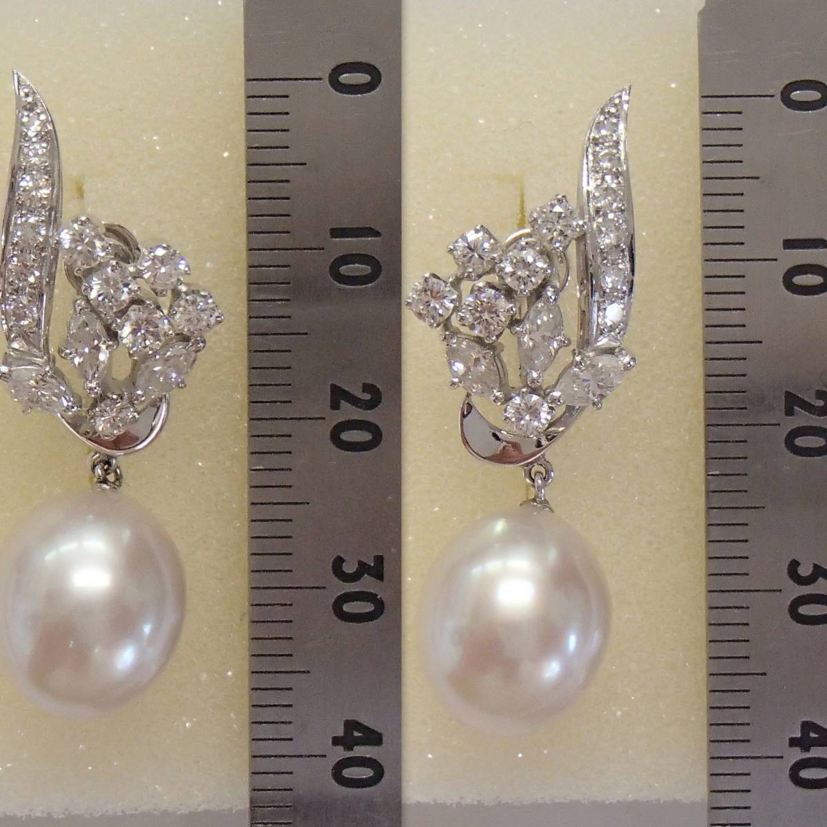 ミキモト ｋ14WG 真珠 ダイヤモンド イヤリング ティア ドロップ 14金 御木本 MIKIMOTO ダイヤ パール _画像8