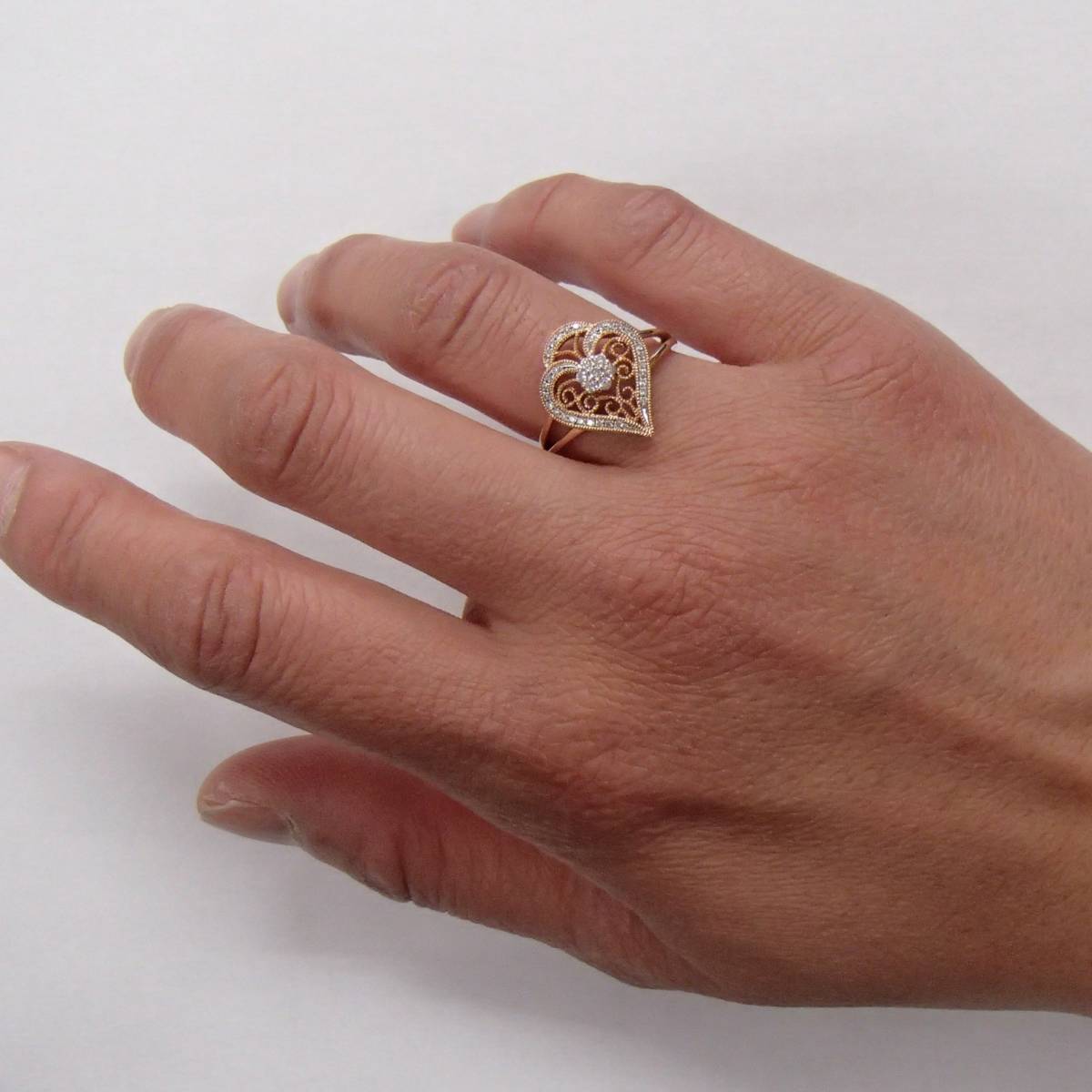 14 number k18 Heart diamond ring 0.19ct 18 gold ring 