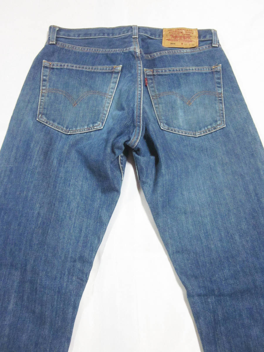 送料無料!!　雰囲気　色落ち　Levi's　リーバイス　97年　505　505-03　ジッパー　テーパード　デニム　ジーンズ　インディゴ　32　W約78CM_画像5