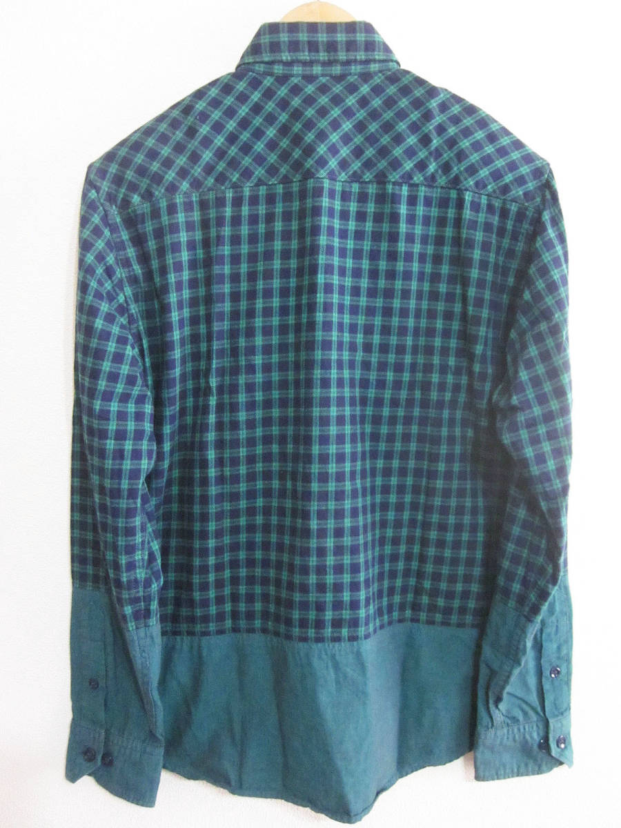 GAIJIN MADE ガイジンメイド 外人公司 ハリウッドランチマーケット タータンチェック 切替 ボタンダウン デザインシャツ M 日本製の画像3