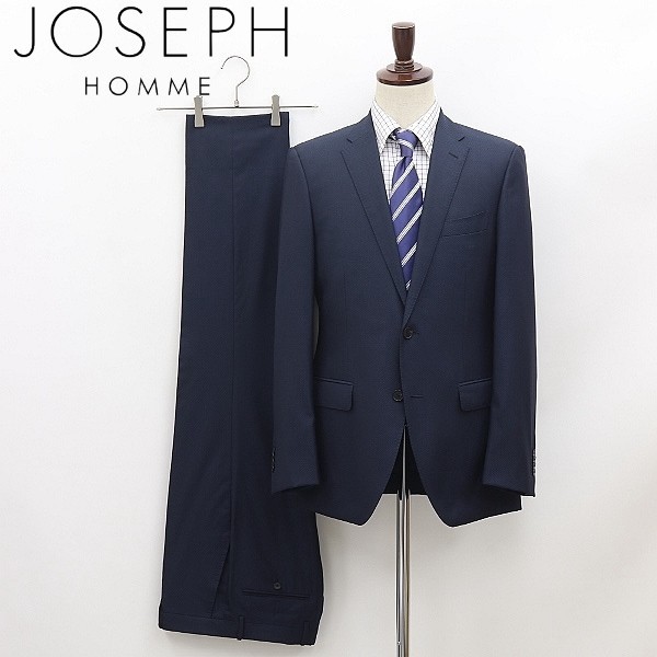 ◆JOSEPH HOMME ジョセフ オム シルク混 2釦 セットアップ スーツ 紺 ネイビー 48