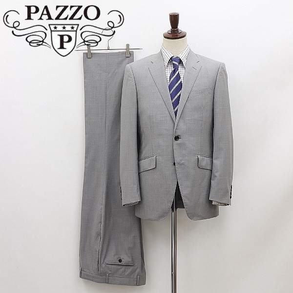◆PAZZO collection パッゾ コレクション シルク混 2釦 スーツ ライトグレー 94A6