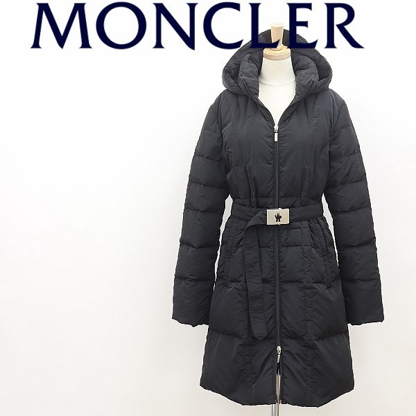 宅配 茶タグ◇MONCLER 00 ブラック 黒 コート ダウン フーデッド W