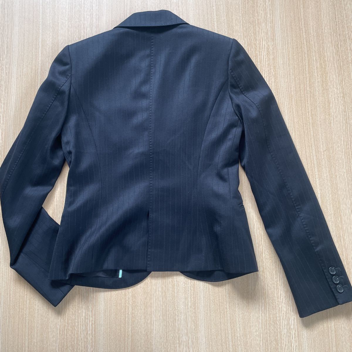  Michel Klein silk . beautiful lustre jacket suit size 38 stripe pattern black Michaelklan lady's size 38 for women cupra 