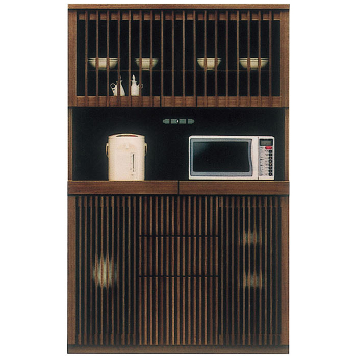 値引 レンジ台 食器棚 ●ブラウン 日本製 レンジボード キッチン収納 幅120cm 和風 完成品 食器棚
