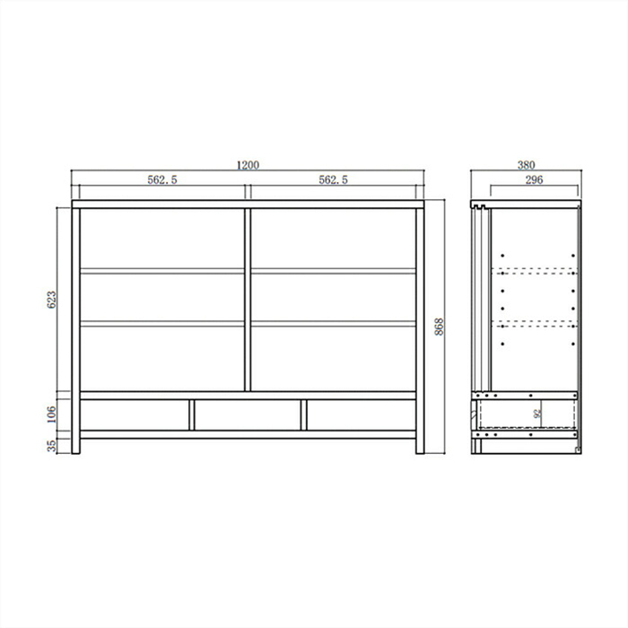  sideboard cabinet peace modern final product width 120cm sliding door living storage glass door wooden * dark brown 
