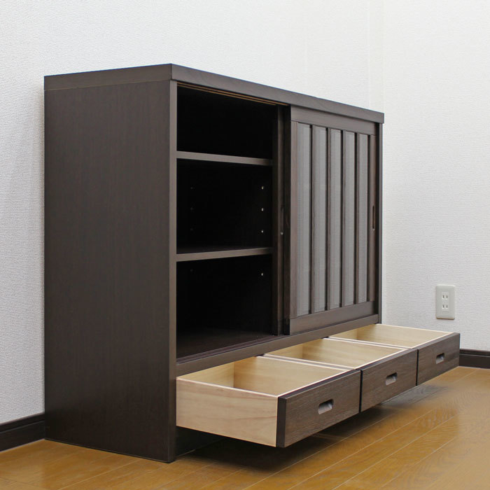  sideboard cabinet peace modern final product width 120cm sliding door living storage glass door wooden * dark brown 