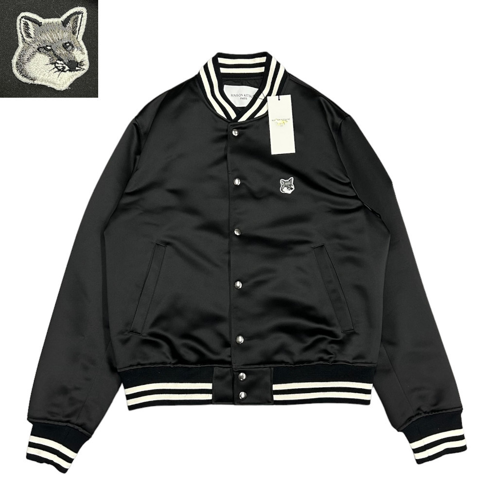  новый товар XL размер MAISON KITSUNE монохромный -m лиса head атлас teti Bomber жакет mezzo n лисица 