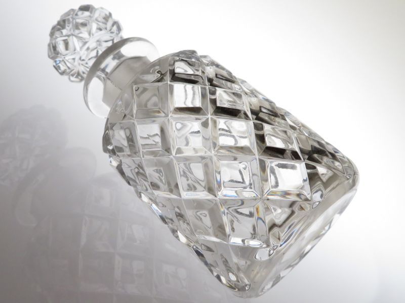 オールド バカラ 香水瓶 ● ダイヤモンド クロス デザイン パフュームボトル クリア 16.5cm アンティーク 少し訳あり A_画像3