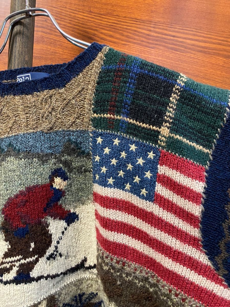 RALPH LAUREN ラルフローレン　パッチワークニット　セーター　HAND KNIT