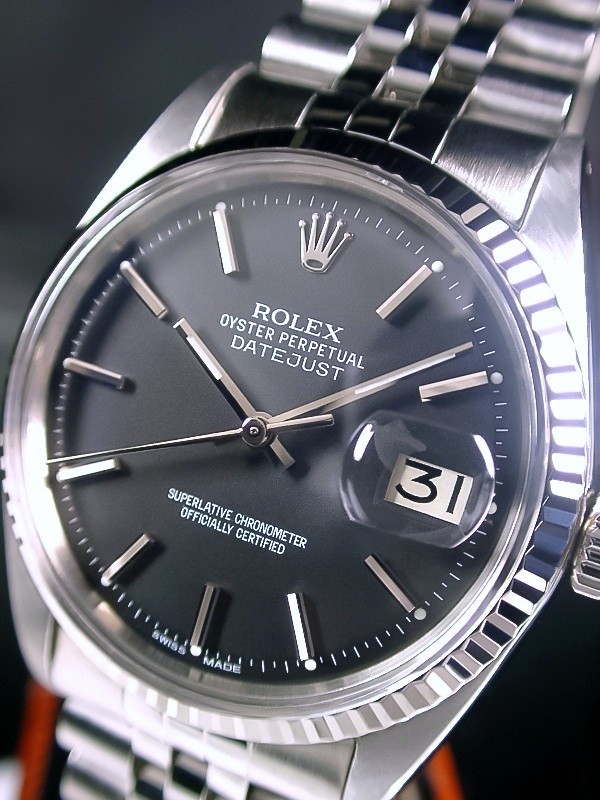 激レア ROLEX ロレックス 14金WGフルーテッド ref.1601 ブラック Cal.1560 デイトジャスト オイスターパーペチュアル 超美品☆_画像2