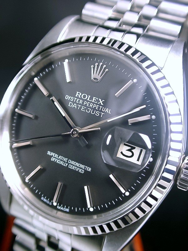 激レア ROLEX ロレックス 14金WGフルーテッド ref.1601 ブラック Cal.1560 デイトジャスト オイスターパーペチュアル 超美品☆_画像5