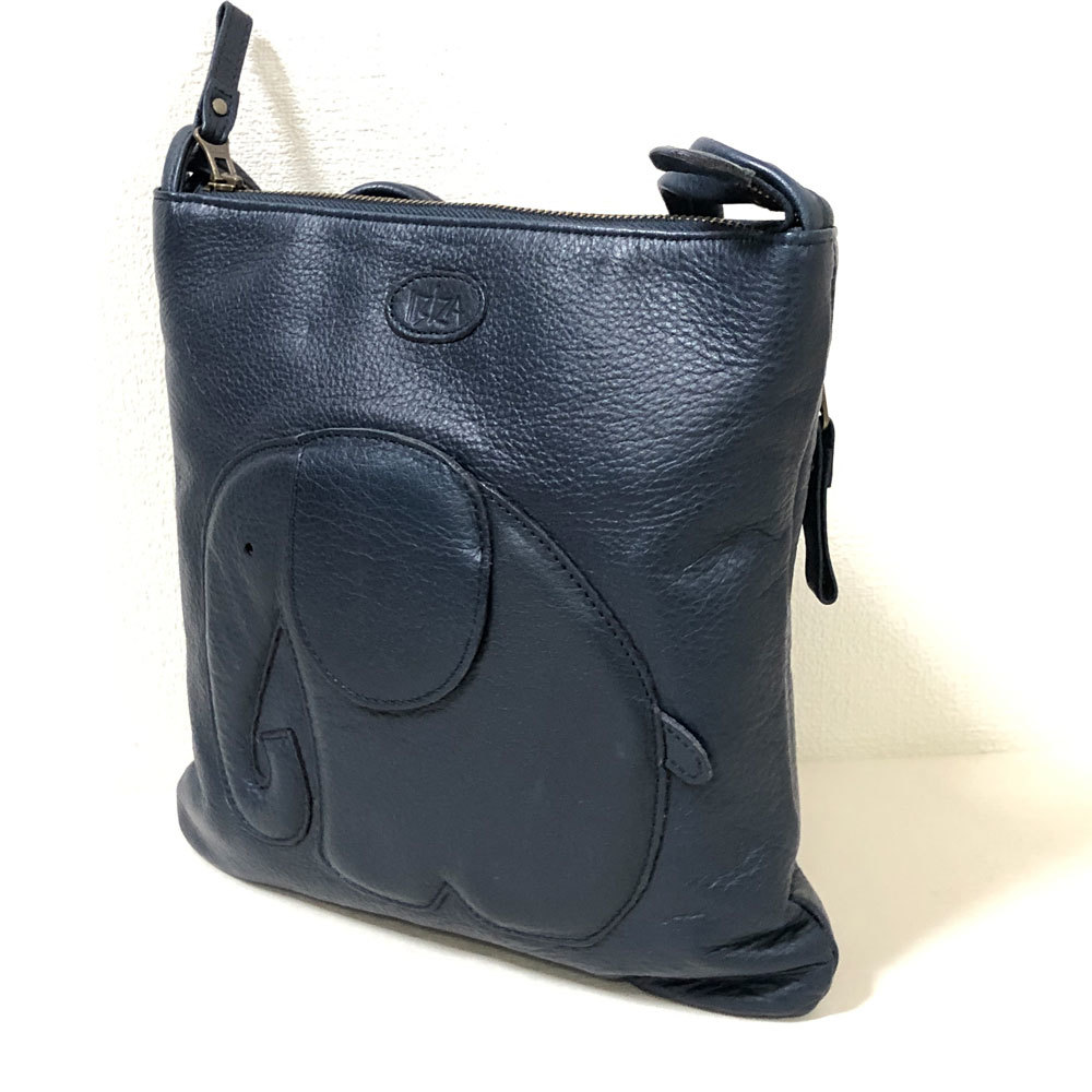 新入荷 未使用 IBIZA イビサ レザー ネイビー 象デザイン ショルダー