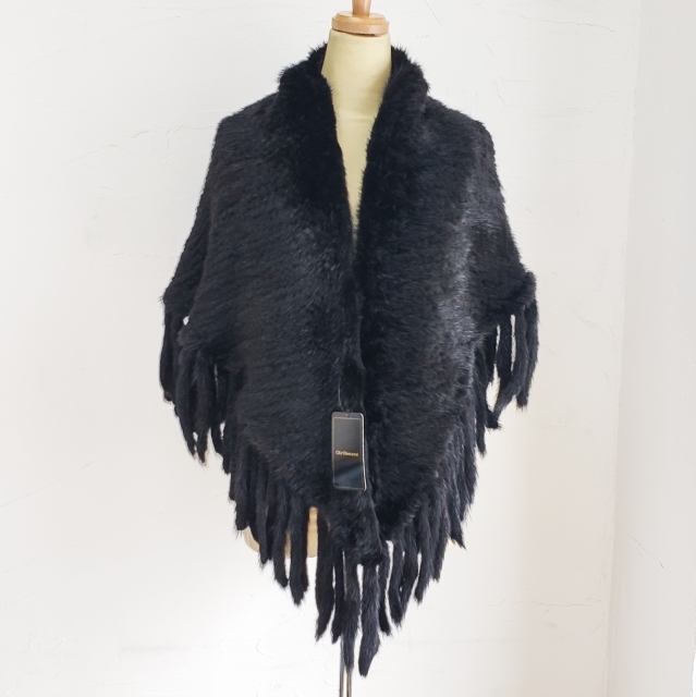  unused City Elegance regular price 28 ten thousand mink fur shawl Japanese clothes black fringe fur real fur mink stole 