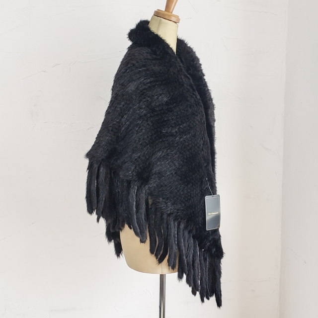  unused City Elegance regular price 28 ten thousand mink fur shawl Japanese clothes black fringe fur real fur mink stole 