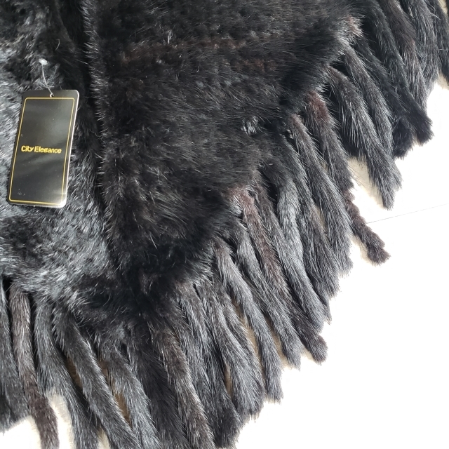  unused City Elegance regular price 28 ten thousand mink fur shawl Japanese clothes black fringe fur real fur mink stole 