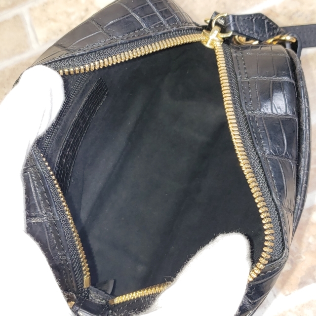  Barneys New York JRA crocodile leather 2WAY Mini box shoulder bag black ko black made in Japan BARNEYS NEW YORK