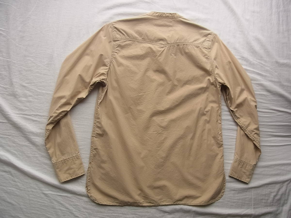 REMI RELIEF レミレリーフ　ユーズド加工　バンドカラーシャツ　サイズ M 日本製　ベージュ_画像4