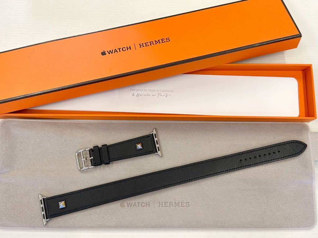 ☆即決 Hermes ブラック 美品 ☆即決 Apple Watch Watch アップルウォッチ 黒 HERMES エルメス 567  シンプルトゥール レザーストラップ 45mm メドール 44mm スタッズ Apple ドゥブルトゥール レザーバンド レザーストラップ 41mm  美品 40mm