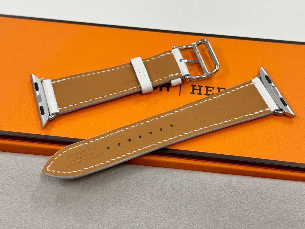 ★即決 未使用 Apple Watch Hermes 41mm 40mm 白 シンプルトゥール レザーストラップ アップルウォッチ レザー エルメス  ホワイト 677