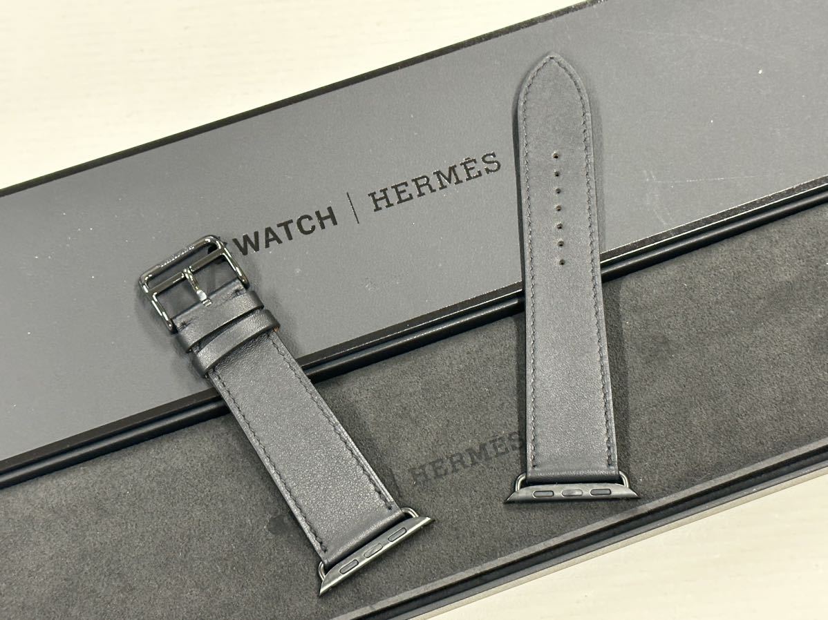 ☆即決 Apple 美品 Apple Watch Watch/アップルウォッチ●レザーバンド Hermes 45mm ストラップ◆オレンジ【全シリーズ対応】注:エルメスではありません 44mm ブラック 黒 シンプルトゥール レザーストラップ アップルウォッチ エルメス レザーバンド 524