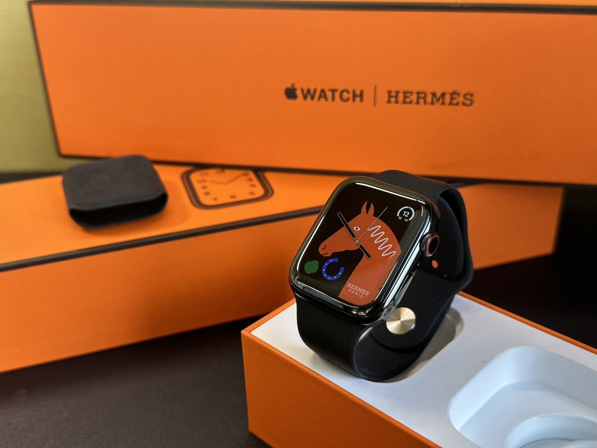 ☆即決 美品 6 Apple Watch series5 防汗 watch 耐衝撃 series HERMES 黒　Apple 44mm コンパチブル  ブラック 1 ステンレス 本体 アップルウォッチ エルメス 黒 GPS+Cellular ベルト 655