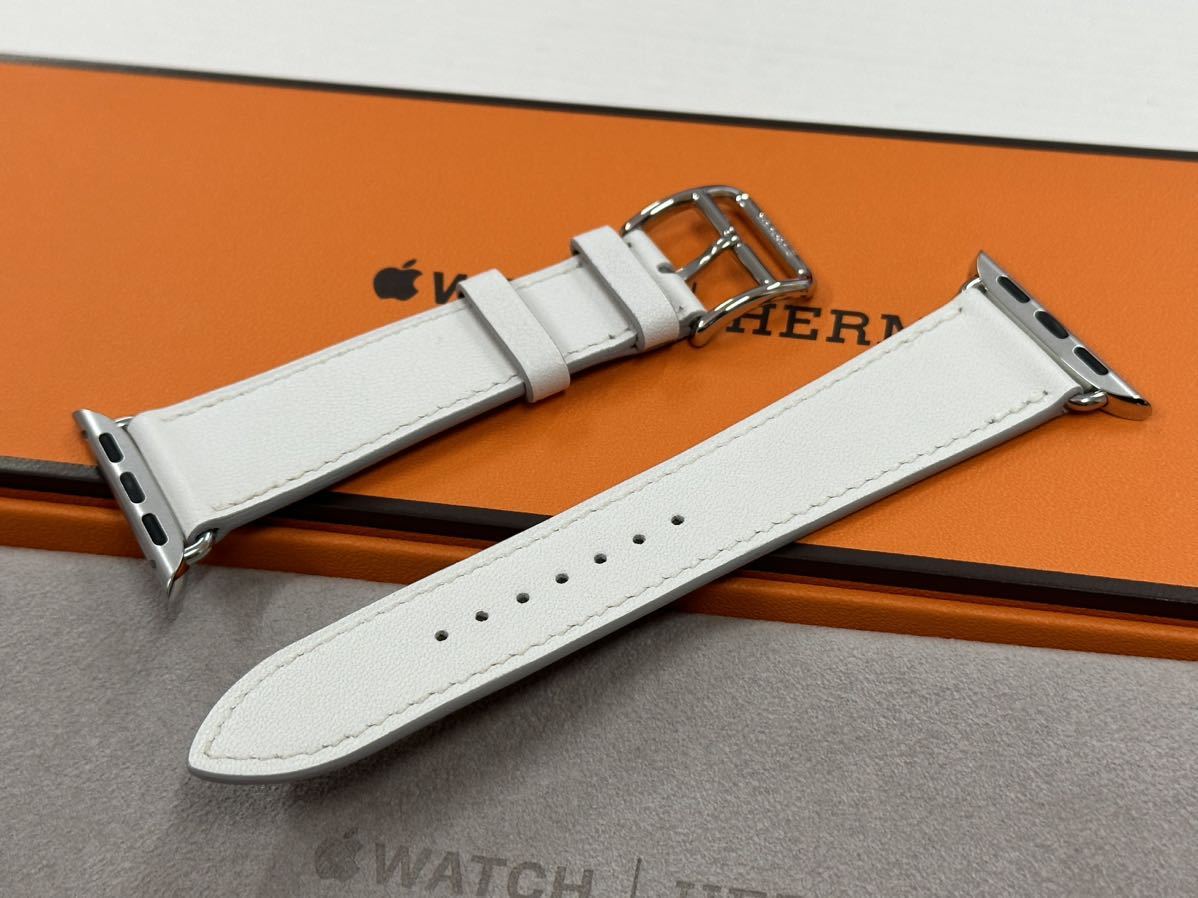 ★即決 未使用 Apple Watch Hermes 41mm 40mm 白 シンプルトゥール レザーストラップ アップルウォッチ レザー エルメス  ホワイト 677