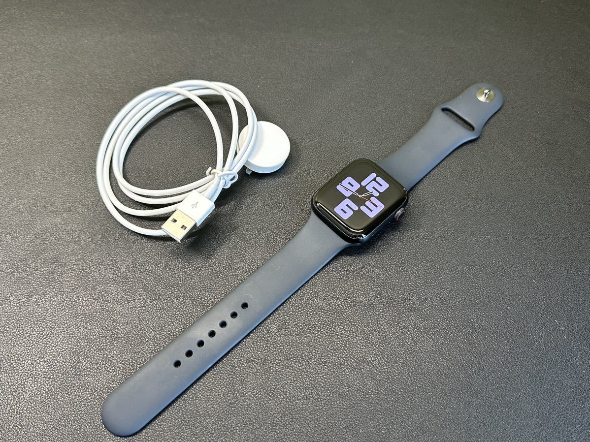 ☆即決 美品 100% Apple Watch SE2 44mm ミッドナイトアルミニウム アップルウォッチ ミッドナイトスポーツバンド  GPS+Cellularモデル 654