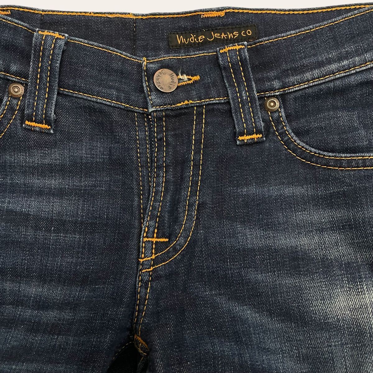 Nudie Jeans / ヌーディージーンズ レディース デニムパンツ DENIM インディゴ ストレッチスリム W25 イタリア製 O-1311_画像3