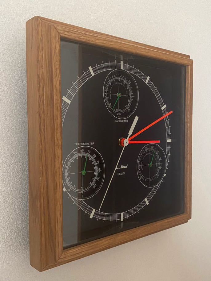 80s エルエルビーン サンビーム ウェザーステーション クロック 掛け時計 ビンテージ L.L.Bean 気圧計 温度計 アンティーク クォーツ