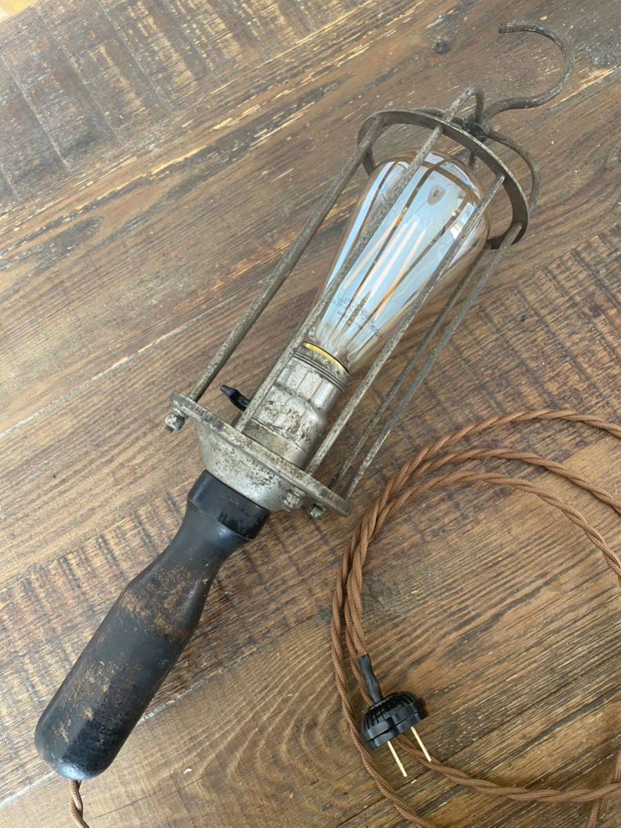 1899年 ビンテージ トラブル ランプ ライト ウッドグリップ アンティーク インダストリアル 00s 10s 照明 アメリカ 古道具 USA 希少 レア