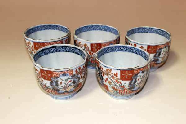 古伊万里 色絵そば猪口 冨貴長春 五客 古美術品 アンティーク