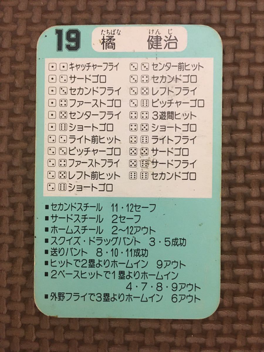 タカラ プロ野球カードゲーム 昭和60年 近鉄バファローズ 橘健治_画像2