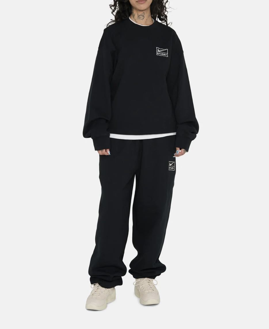 Stussy x NIKE 2023コラボ アシッドウォッシュ クルーネック スウェットシャツ ブラック XLサイズ 未開封新品 送込☆ナイキ  ステューシー