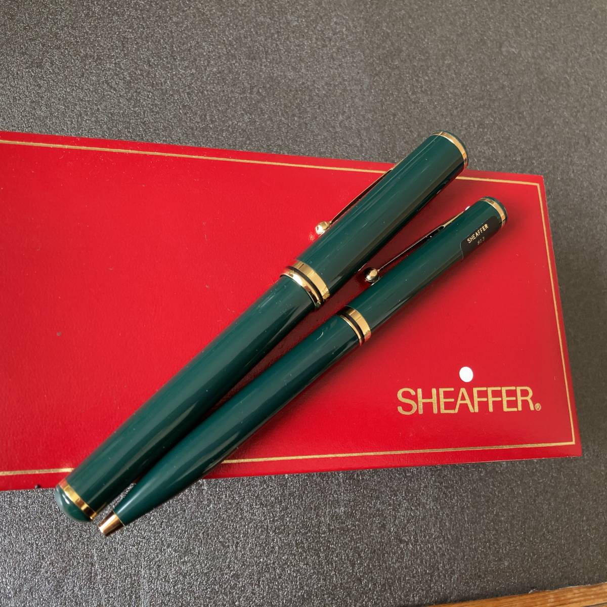 SHEAFFER シェーファー 万年筆/ボールペン　18ｋ750　インク、ケース付属　 グリーン　ペン先 Ｓ~Ｍ_画像1