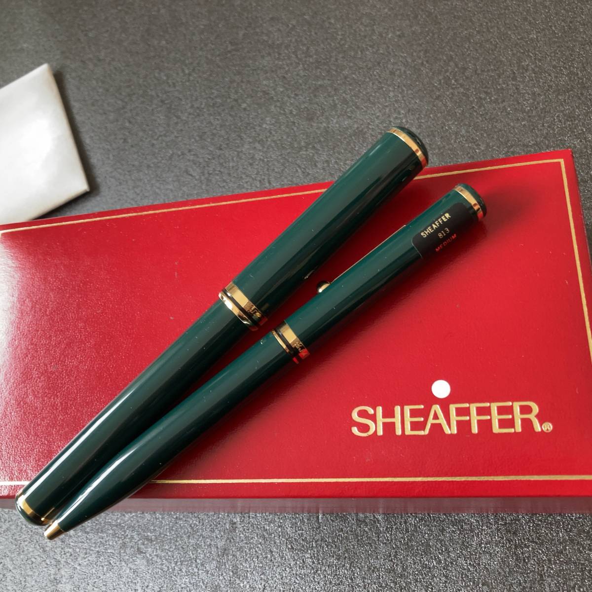 SHEAFFER シェーファー 万年筆/ボールペン　18ｋ750　インク、ケース付属　 グリーン　ペン先 Ｓ~Ｍ_画像6